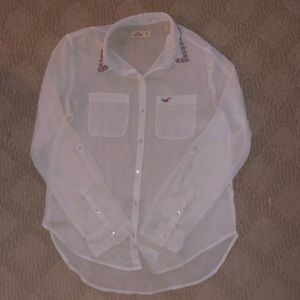 Hollister button down shirt with beaded collar